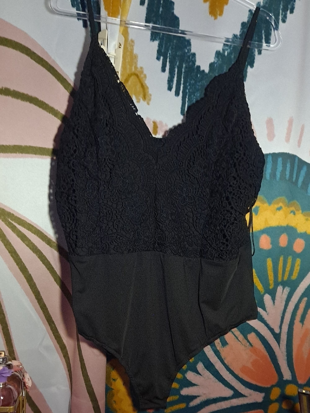 Boohoo Black Lace Bodysuit - Spaghetti Straps